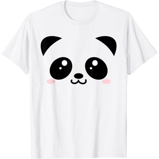 CUTE PANDA Bear-เสื้อยืดหน้าสัตว์การ์ตูน Kawaii สีดำและสีขาว