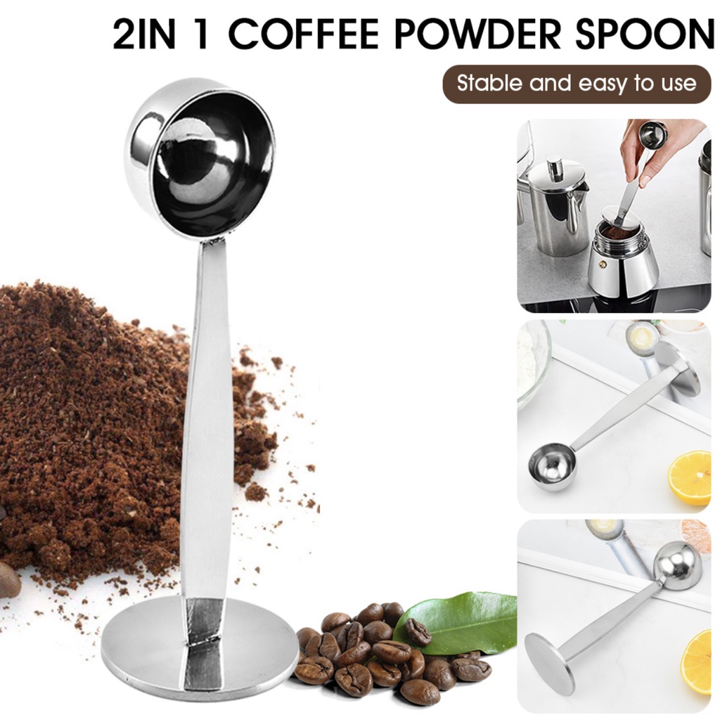 Stainless Steel Stand Tamper Spoon Tools 2 In 1 Coffee Scoop Portable