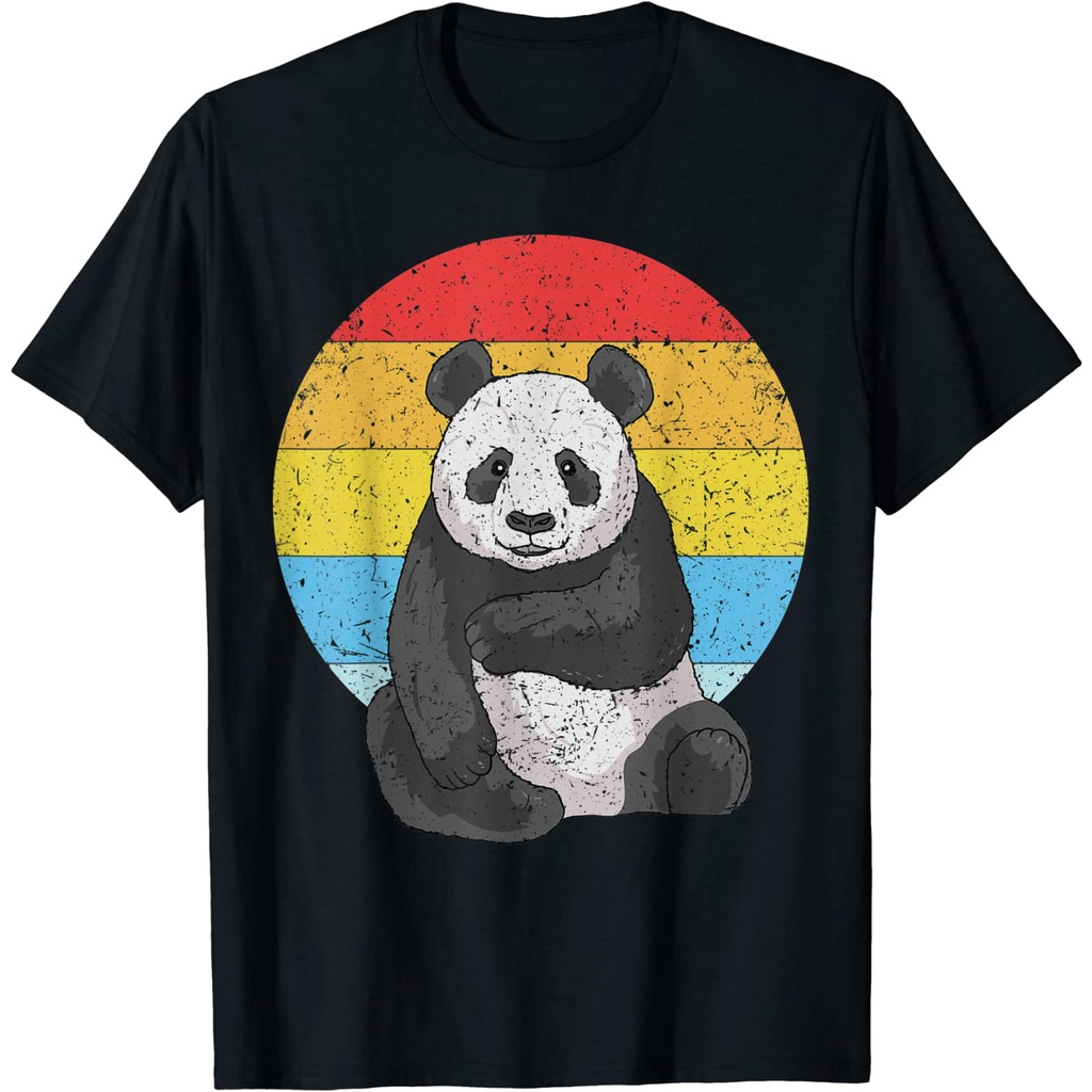 retro-sunset-panda-kawaii-เสื้อยืดแพนด้าวินเทจ