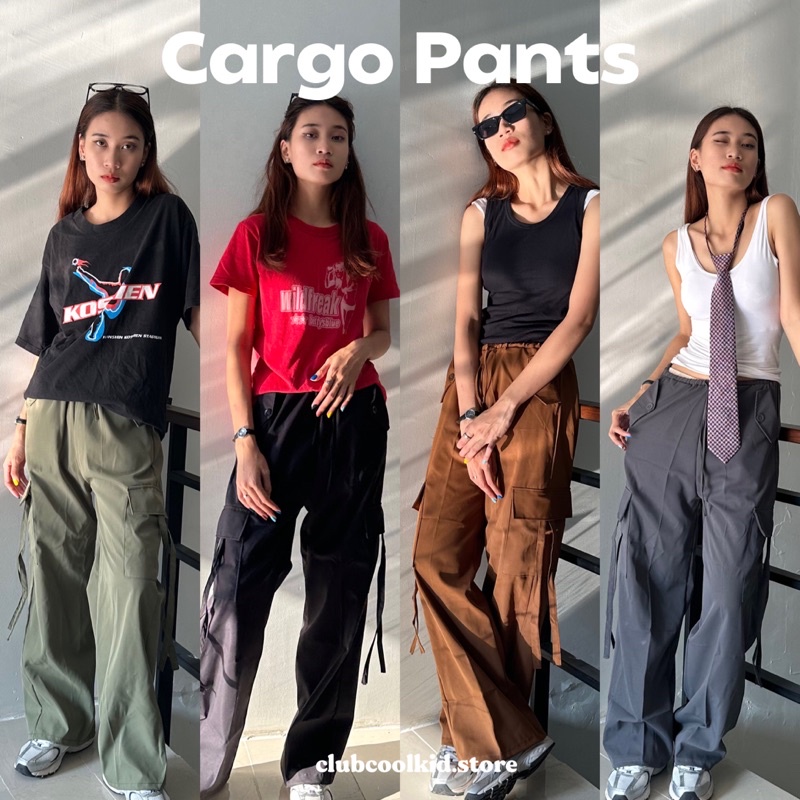 กางเกงคาร์โก้-มีเชือกรูดได้-เอวสม็อค-cargo-pants