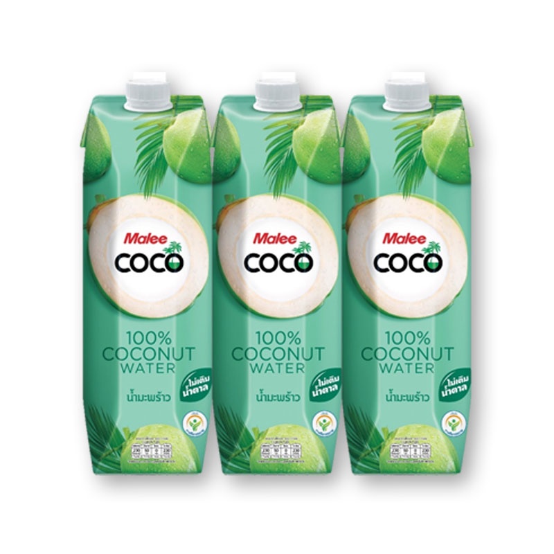 มาลี โคโค่ น้ำมะพร้าว 100 1000 มล. x 3 กล่องMalee Coco 100 Coconut