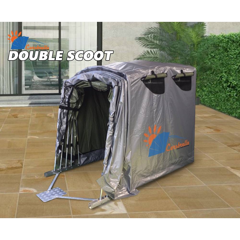 เต็นท์จอดรถพับเก็บได้-carsbrella-รุ่น-double-scoot-สำหรับจอดรถมอเตอร์ไซค์-ผ้า-uv-หนา-0-5-mm