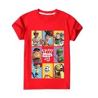 เสื้อแขนสั้น Boys Summer New Cartoon Clothes Toy Story Pattern Children T Shirts Tops Kids Fashion Casual T-shirts Gir