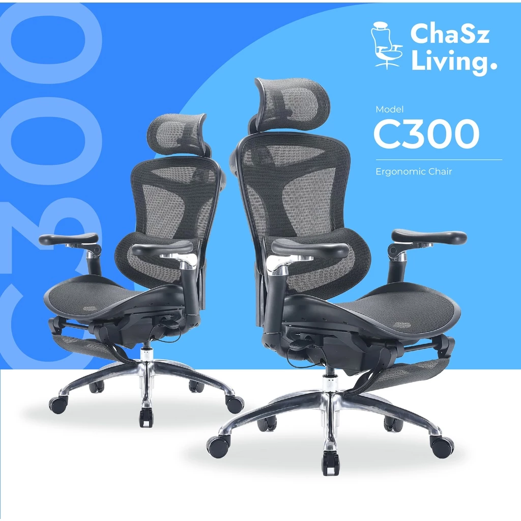 ChaSz Living เก้าอี้สุขภาพ Sihoo Doro เก้าอี้สีดำ รุ่น C300 แบรนด์ Sihoo ฟังก์ชั่นครบปรับระดับได้ เกรดพรีเมี่ยม เก้าอี้เบาะ นุ่ม เก้าอี้ทำงานเพื่อสุขภาพ Ergonomic ระบายอากาศดีเยี่ยม