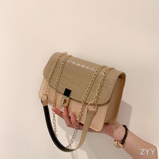 กระเป๋า 2023 Four Seasons Crocodile Pattern Small Square Bag Fashion Versatile Trendy One Shoulder Messenger Bag High-en