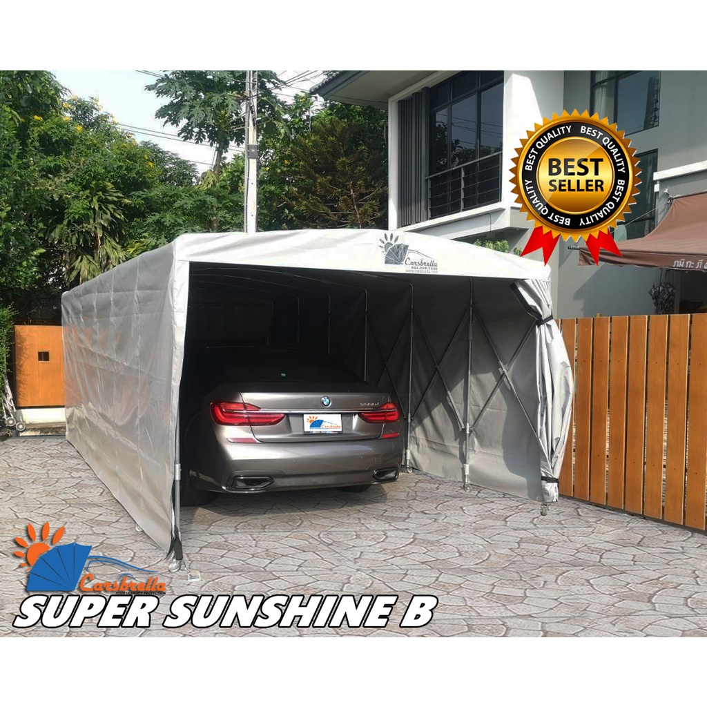 โรงจอดรถสำเร็จรูป-carsbrella-รุ่น-super-sunshine-b-โครงสร้าง-ผลิตจากเหล็กกัลวาไนซ์-หนา-2-มม