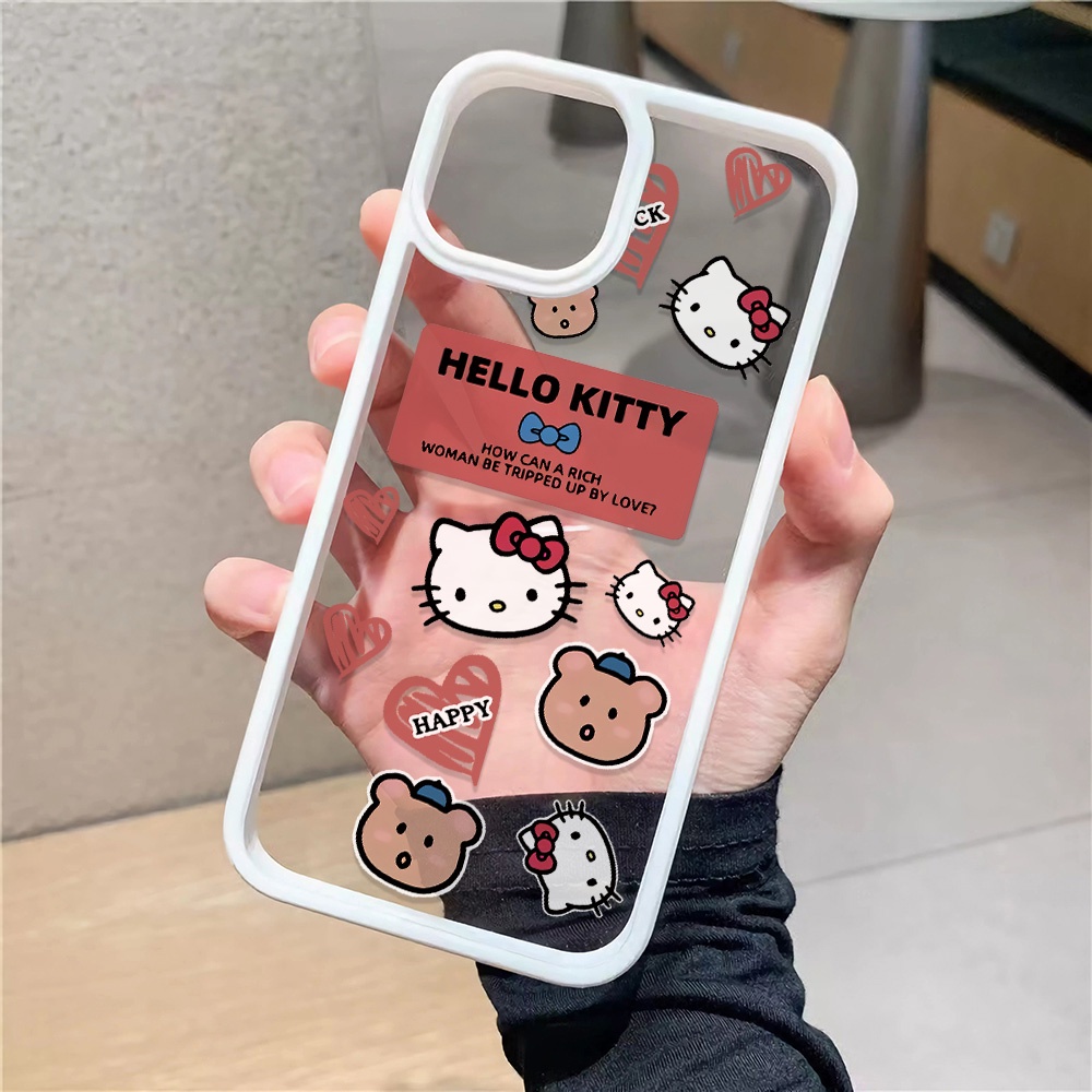 เคสโทรศัพท์มือถืออะคริลิคใส-แบบแข็ง-ลาย-hello-kitty-น่ารัก-สําหรับ-iphone-14promax-11-13-12-7plus-8-x-xs-max