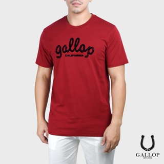 GALLOP : เสื้อยืดคอกลมพิมพ์ลาย BASIC -T-SHIRT (Round-necked) รุ่น GTP9000 สีแดงเลือดหมู