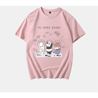 ™☾เสื้อยืด We Bare Bears Joint Nasa Astronaut ลายการ์ตูนน่ารักแขนสั้น