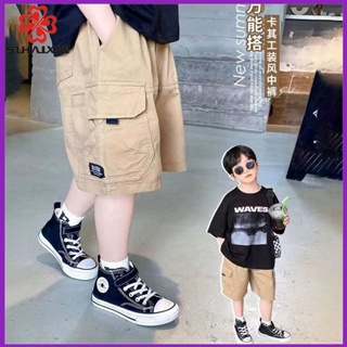 กางเกงขาสั้นเด็ก กางเกงขาสั้นเด็กชาย กางเกงขาสั้นห้าจุดสีกากี มีสต๊อก กางเกงกีฬาเด็กชาย เอวยางยืด นุ่ม ใส่สบาย สไตล์เกาหลี ใส่สบาย 3-15 ปี