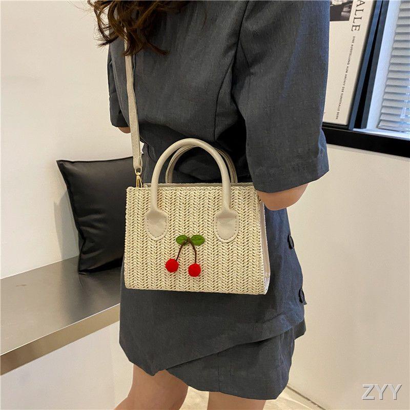 กระเป๋าใบเล็กระดับไฮเอนด์-2023-ใหม่แฟชั่นอินเทรนด์แบบพกพาสไตล์ต่างประเทศกระเป๋าผู้หญิงทอฟางเนื้อ-messenger-ออกแบบกระเป๋า
