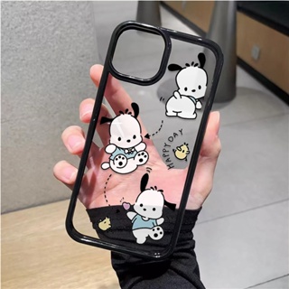 เคสโทรศัพท์มือถืออะคริลิคใส แบบแข็ง ลาย Pochacco น่ารัก สําหรับ iphone 14promax 11 13 12 7Plus 8 X XS Max