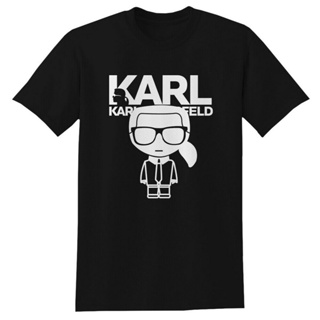 เสื้อเชิ้ตแขนสั้น ไม่ต้องรีด Karl Lagerfeld Karl 2022 เสื้อยืดลําลองแฟชั่นสําหรับผู้ชายผ้าฝ้ายแขนสั้นคอกลมพิมพ์ลายกราฟ