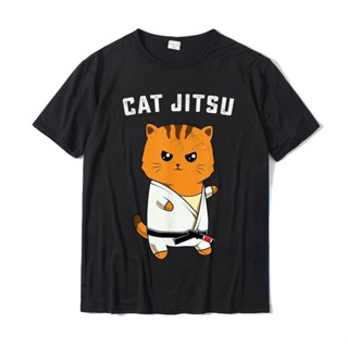 เสื้อแขนสั้น เสื้อยืดผ้าฝ้ายพรีเมี่ยม เสื้อยืด พิมพ์ลาย Jiu Jitsu Kawaii Cat Brazilian Jitsu หรือ MMA