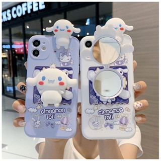 เคสโทรศัพท์มือถือ ลายการ์ตูนชินนาม่อนโรล มีกระจก สําหรับ Samsung Galaxy A04 A14 A04S A04e S23 A02S A02 A03 A03S S21 S20 FE S22 S10 Plus Note 10 20 Ultra