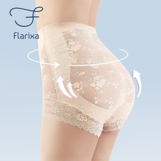 Flarixa กางเกงชั้นใน เอวสูง กระชับสัดส่วน ไร้รอยต่อ ลูกไม้ ตาข่าย ระบายอากาศ สําหรับผู้หญิง