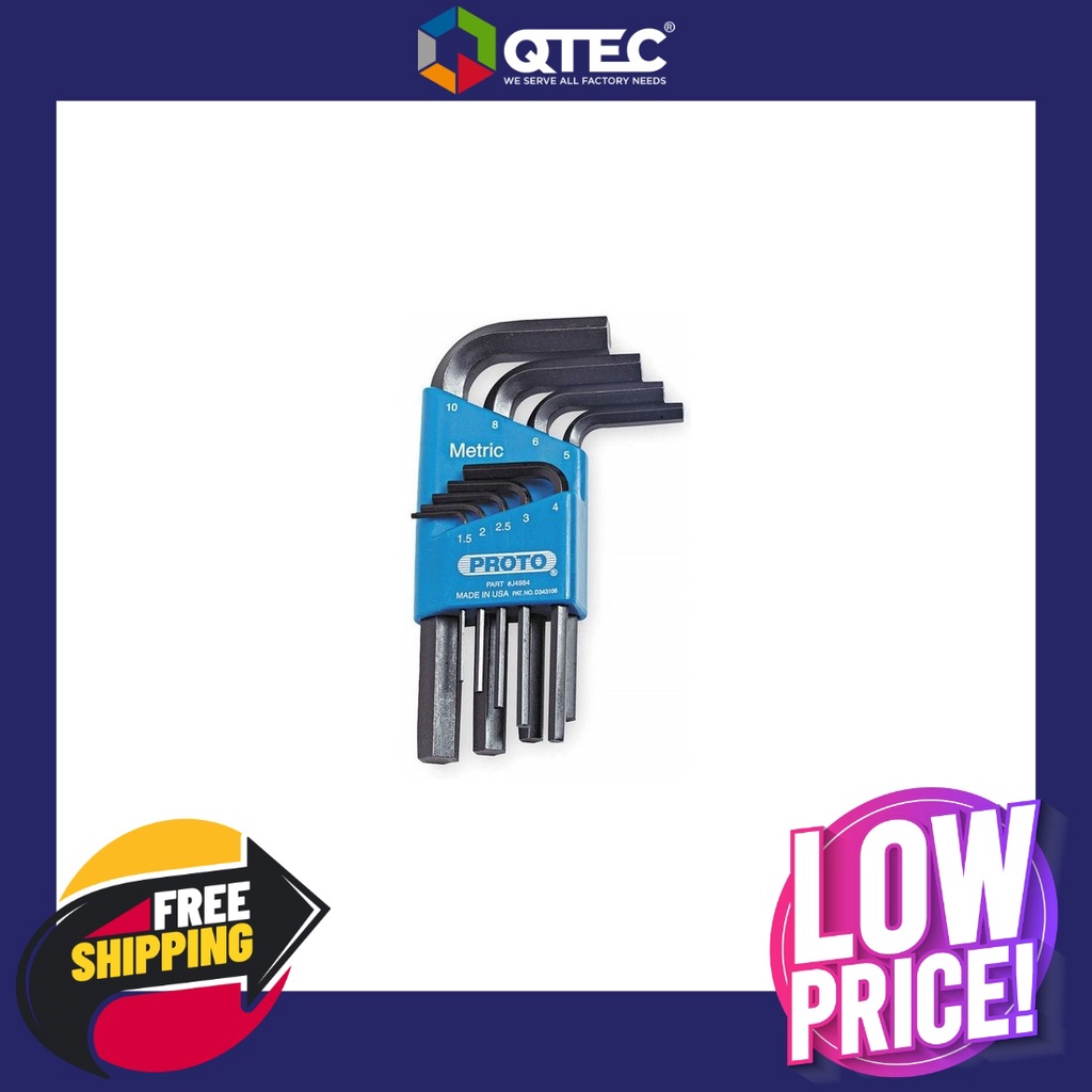 (ส่งฟรี) เซตประแจหกเหลี่ยม 9 ชิ้น 9 PIECE HEX KEY SET METRIC / Proto