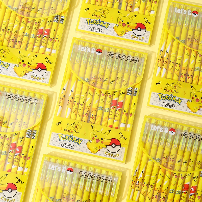 ปากกาเจล-pikachu-ลบได้-สีฟ้า-เครื่องเขียน-สําหรับเด็ก-12-ชิ้น