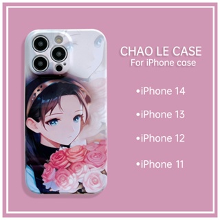 เคสโทรศัพท์กันกระแทกสีชมพูสำหรับ iPhone 13 Pro 12 Pro Max เคสแข็ง iPhone 14 Pro 11 เคสโทรศัพท์น่ารัก