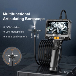 Steerable Borescope เลนส์คู่ Full HD 5 "จอแสดงผล IPS กล้อง Endoscope อุตสาหกรรม2000มิลลิแอมป์ชั่วโมงแบตเตอรี่ IP67กันน้ำ