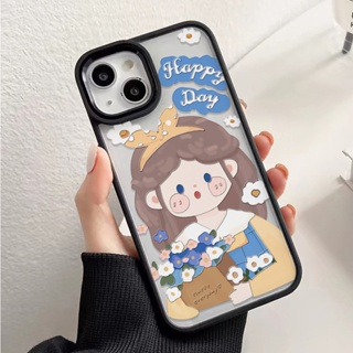 เคสโทรศัพท์มือถืออะคริลิคใส แบบแข็ง ลายเด็กผู้หญิงน่ารัก สําหรับ iphone 14promax 11 13 12 7Plus 8 X XS Max