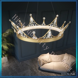 💥SDBD LG💥โคมไฟแขวนมงกุฎนอร์ดิก โคมไฟแขวนห้องนอนเด็ก ระยะห่าง สีแดงตาข่าย crown crystal chandelier