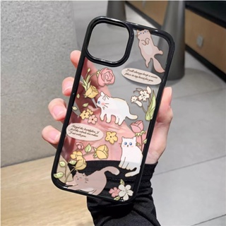 เคสโทรศัพท์มือถืออะคริลิคใส แบบแข็ง ลายแมวน่ารัก สําหรับ iphone 14promax 11 13 12 7Plus 8 X XS Max