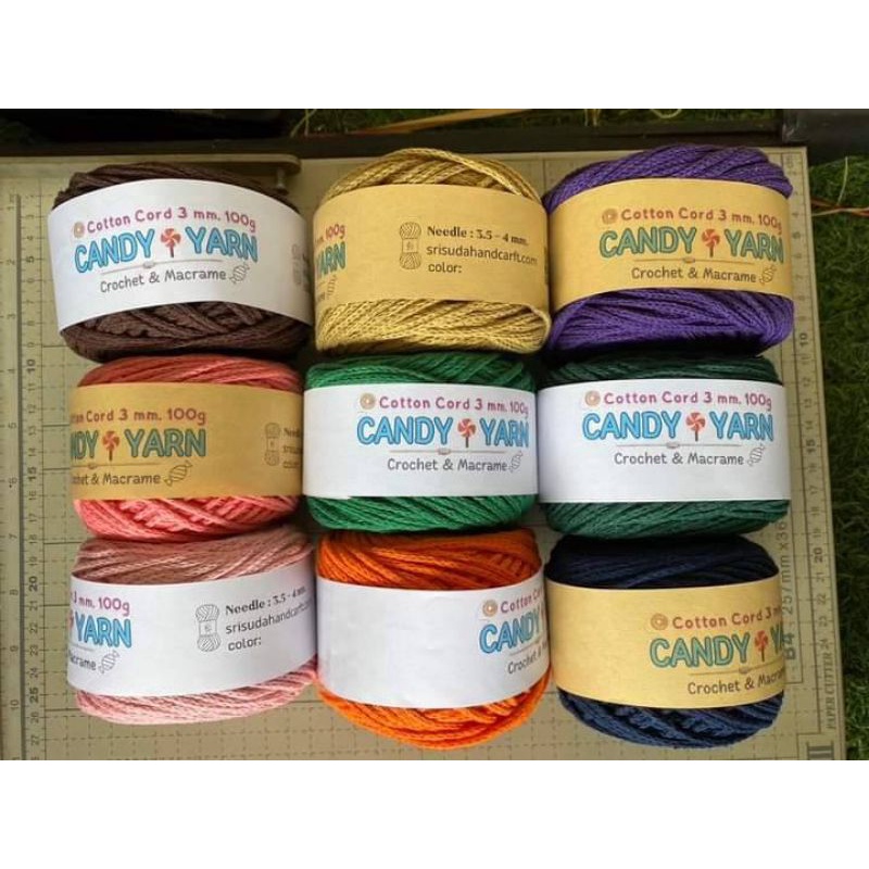 เชือกทอกลม-cotton-cord-2-5mm100m-candy-yarn-สำหรับถัก-นิตติ้ง-โครเชต์-กระเป๋าถือกระเป๋าสะพาย