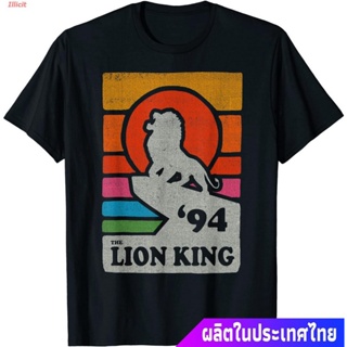 เสื้อแขนสั้น #ถูกสุด เสื้อยืดผู้ชายและผู้หญิง Disney The Lion King Pride Rock Retro Line Art Poster T-Shirt Mens Wome