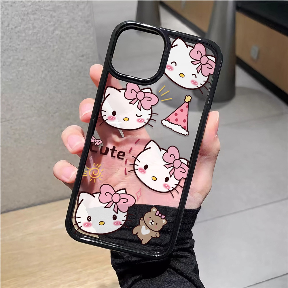 เคสโทรศัพท์มือถืออะคริลิคใส-แบบแข็ง-ลาย-hello-kitty-bear-น่ารัก-สําหรับ-iphone-14promax-11-13-12-7plus-8-x-xs-max