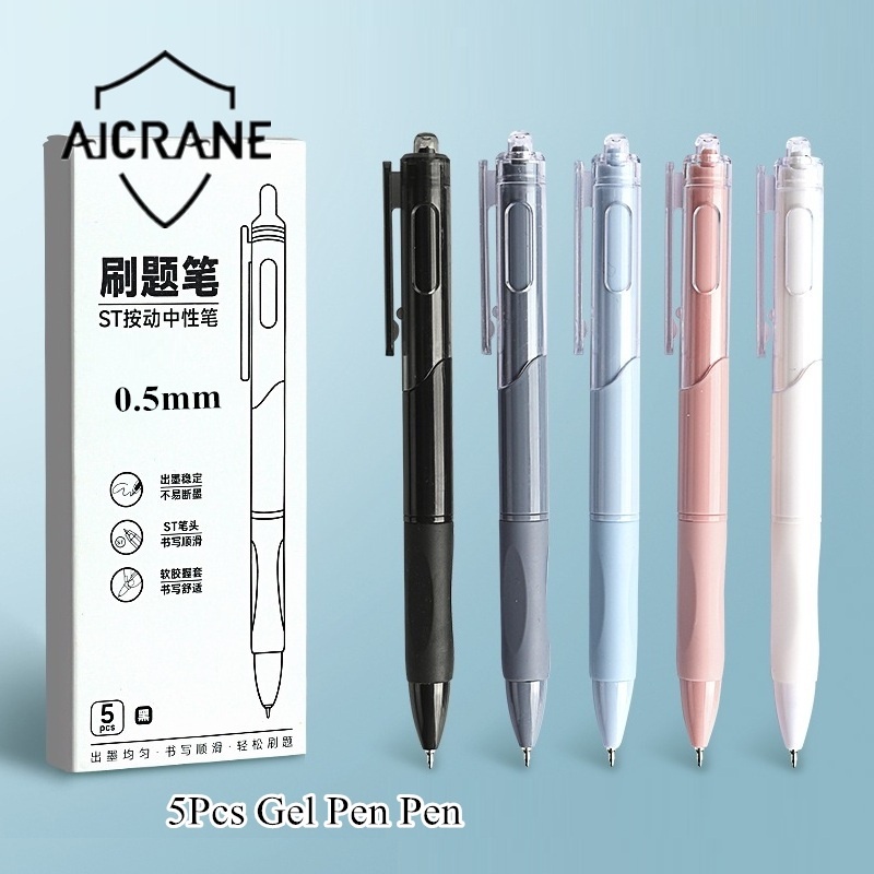 aicrane-ชุดปากกาเจล-แบบแห้งเร็ว-5-ชิ้น-สําหรับนักเรียน-สํานักงาน