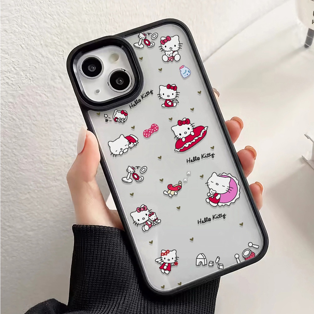 เคสโทรศัพท์มือถืออะคริลิคใส-แบบแข็ง-พิมพ์ลาย-hello-kitty-แฟชั่น-สําหรับ-iphone-14promax-11-13-12-7plus-8-x-xs-max