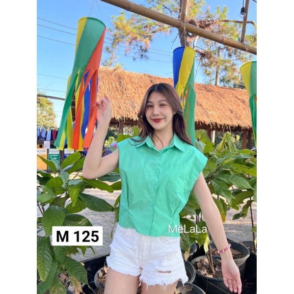 125-m-เสื้อครอปเชิ๊ตคอปก-ทรงสวยผ้าดีมาก