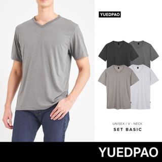 Yuedpao No.1 เสื้อยืด ไม่ย้วย ไม่หด ไม่ต้องรีด ผ้านุ่มใส่สบาย Ultrasoft Non-Iron เสื้อยืดสีพื้น เสื้อยืดคอวี Set Basic