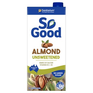 โซกูดเครื่องดื่มผสมอัลมอนด์สูตรไม่เติมน้ำตาล 1ลิตรSo Good Almond Milk Unsweetened 1ltr.