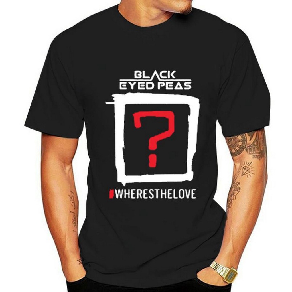 เสื้อแขนสั้น-เสื้อยืดผ้าฝ้ายพรีเมี่ยม-เสื้อยืด-พิมพ์ลาย-the-black-eyed-peas-where-is-the-love-music-สีดํา-สําหรับผู้ชาย