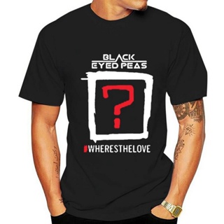 เสื้อแขนสั้น เสื้อยืดผ้าฝ้ายพรีเมี่ยม เสื้อยืด พิมพ์ลาย The Black Eyed Peas Where is The Love Music สีดํา สําหรับผู้ชาย