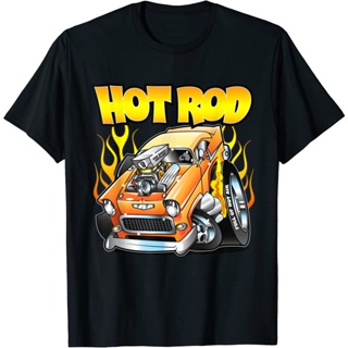Hot Rod 55 Gasser blown jacked UP flames เสื้อยืดรถยนต์
