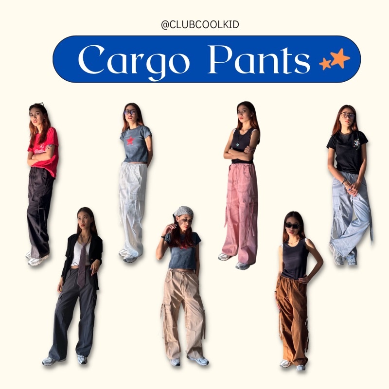 กางเกงคาร์โก้-มีเชือกรูดได้-เอวสม็อค-cargo-pants