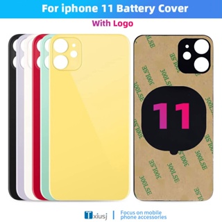 ฝาครอบแบตเตอรี่หลุมใหญ่หลุมกล้องประตูด้านหลังที่อยู่อาศัยปกหลังสำหรับ iPhone 11แผ่นแก้วฝาครอบแบตเตอรี่ที่มีชิ้นส่วนซ่อมโ