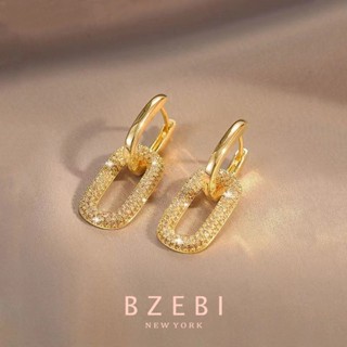 BZEBI ต่างหู เงินแท้ เพชร แบรนด์เนม หนีบผู้หญิง เข็มเงิน 18k สไตล์แฟชั่นเกาหลี สําหรับผู้หญิง 1152e