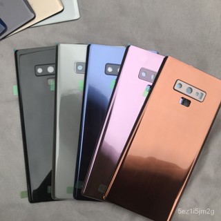กลับแก้วสำหรับ Samsung Galaxy NOTE 9 N960F SM-N960FD แบตเตอรี่ปกหลังประตูที่อยู่อาศัยกล้องเลนส์อะไหล่ซ่อมเปลี่ยน
