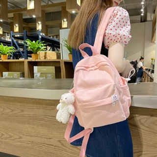 กระเป๋าเป้สะพายหลัง กระเป๋านักเรียน ผ้าแคนวาส ขนาดเล็ก สีแคนดี้ สไตล์เกาหลี ญี่ปุ่น สําหรับเด็กผู้หญิง LY0411