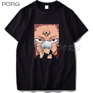 เสื้อแขนสั้น เสื้อยืดน่ารักๆ Jujutsu Kaisen Satoru Gojo Sukuna อะนิเมะญี่ปุ่นเสื้อยืดตลกผู้ชายมังงะการ์ตูนเสื้อยืดฮิปฮ