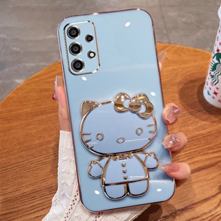 เคสโทรศัพท์สําหรับ Samsung A23 A73 A53 A52S A52 A32 A33 4G 5G มือถือแบบนิ่ม กันกระแทก ลายเฮลโลคิตตี พร้อมกระจก หรูหรา