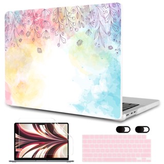 5in1 เคสป้องกันคีย์บอร์ด แบบแข็ง ลายดอกไม้ สําหรับ MacBook Air 11 12 13 Pro 13 14 15 16 นิ้ว M2 M1 2023 2022 2021 A2681 A2779 A2337 A2338 A1706 A2179 A1932 A1466