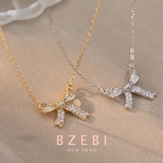 BZEBI สร้อยคอผีเสื้อ เครื่องประดับ ประดับเพชร ทอง สแตนเลส ผู้หญิง แฟชั่น สําหรับผู้หญิง 1153n