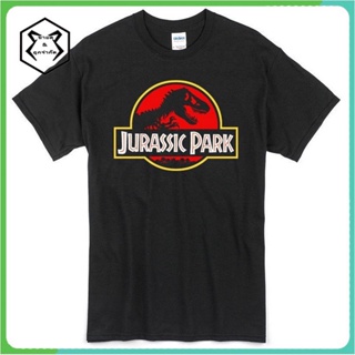 เสื้อเชิ้ตแขนสั้น ไม่ต้องรีด ผู้ชายเสื้อยืด Men T Shirt แฟชั่น Jurassic Park ครบรอบ 25 ปีเสื้อยืดของ Jurassic World Bl