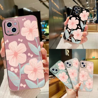 เคส Samsung A14 A23 A13 A22 4G 5G A10S A21S J4 j6 Plus J4+ J6+ J7 Prime Electroplating Oil Painting Flowers Soft Case