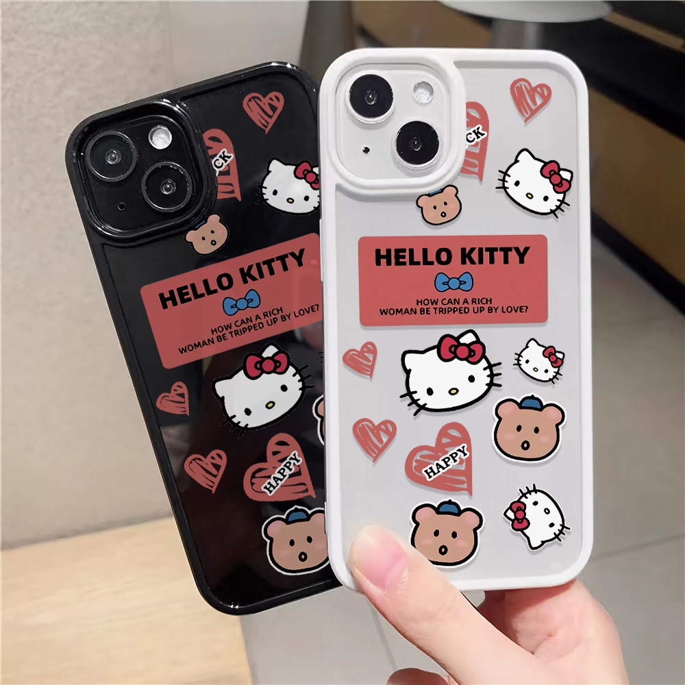 เคสโทรศัพท์มือถืออะคริลิคใส-แบบแข็ง-ลาย-hello-kitty-น่ารัก-สําหรับ-iphone-14promax-11-13-12-7plus-8-x-xs-max